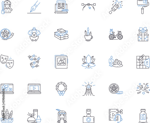Craft ideas line icons collection. DIY, Creativity, Knitting, Crochet, Sewing, Painting, Origami vector and linear illustration. Decoupage,Scrapbooking,Embroidery outline signs set Generative AI