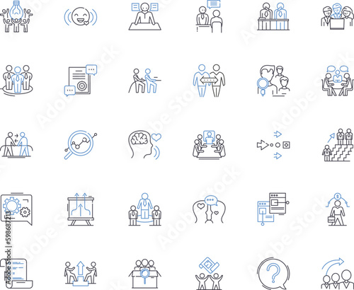 Corporation line icons collection. Organization  Business  Company  Enterprise  Conglomerate  Industry  Corporation vector and linear illustration. Establishment Institution Agency Generative AI