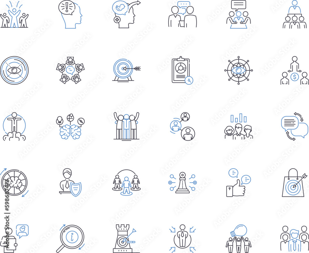 Control center line icons collection. Command, Central, Authority, Power hub, Management, Dominance, Monitor vector and linear illustration. Organization,System,Supervisor outline signs Generative AI