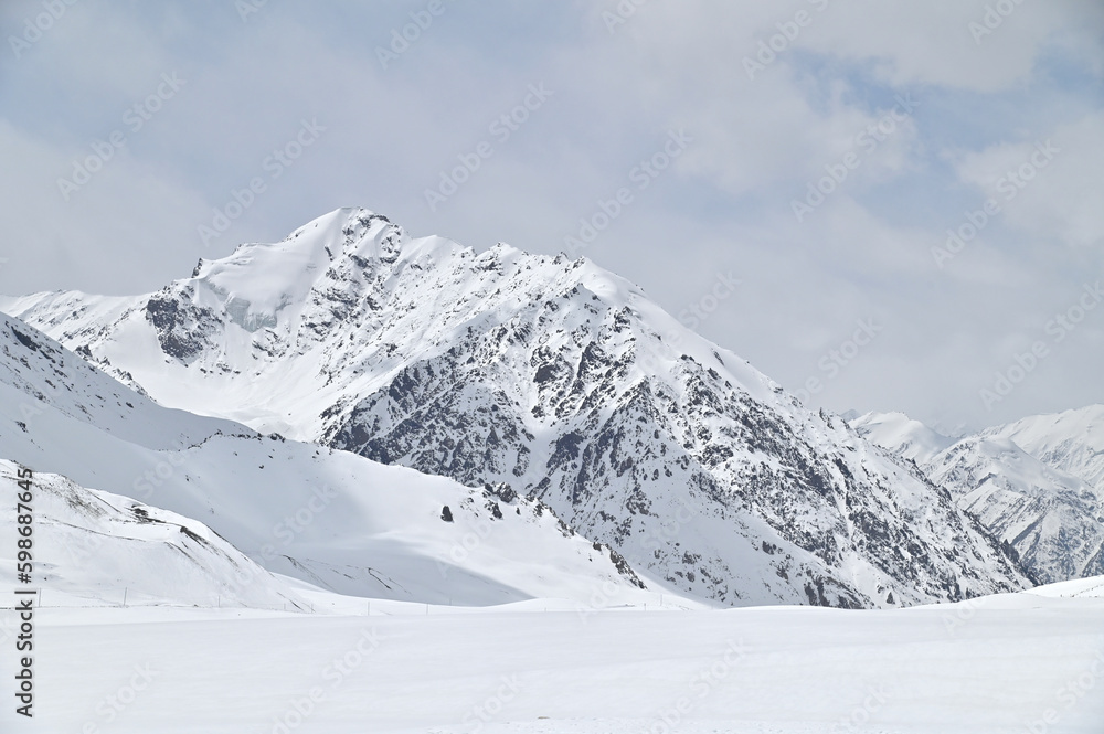 Snow Mountain at Khunjerab Pass in Gilgit-Baltistan Region in Pakistan