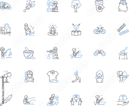 Culture tours line icons collection. Heritage, Tradition, History, Art, Cuisine, Rituals, Sacred vector and linear illustration. Diversity,Folklore,Celebrations outline signs set Generative AI