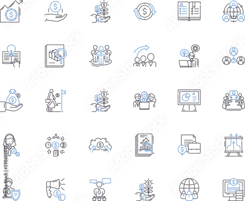 Cash line icons collection. Currency, My, Finance, Wealth, Capital, Assets, Credit vector and linear illustration. Debt,Investment,Income outline signs set Generative AI