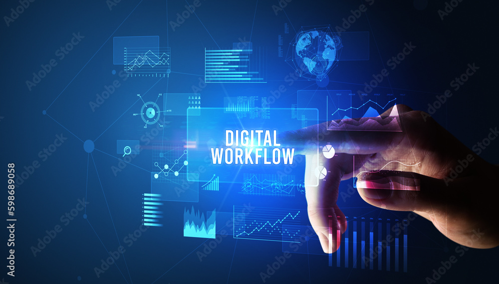 hand touching digital button, modern technology concept hand touching digital button, modern technology concept