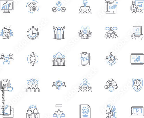 Communication strategy line icons collection. Messaging, T, Channels, Consistency, Targeting, Branding, Segmentation vector and linear illustration. Feedback,Outreach,Storytelling Generative AI