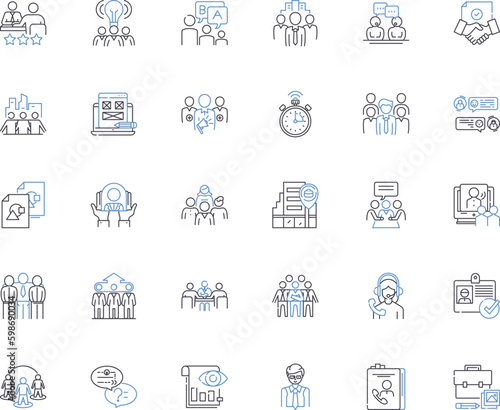 Capital venture line icons collection. Investment, Funding, Startups, Entrepreneurs, Equity, Angels, Risks vector and linear illustration. Returns,Valuation,Angels outline signs set Generative AI photo