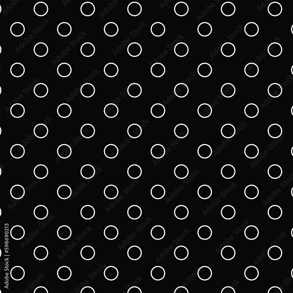 abstract seamless white circle dot pattern with black bg.
