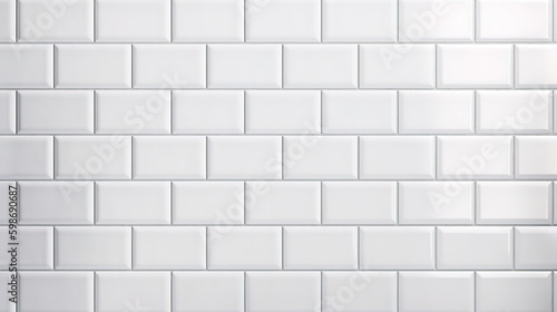 White tile background. Wall with white tiles for the interior of the kitchen or bathroom. Generative Ai