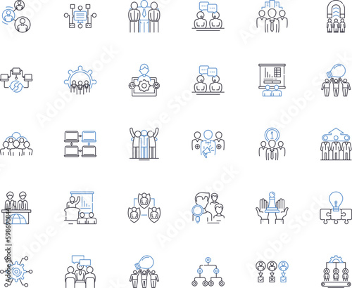 Assembly speech line icons collection. Eloquence, Conviction, Empathy, Persuasion, Inspiration, Motivation, Leadership vector and linear illustration. Confidence,Clarity,Articulation Generative AI