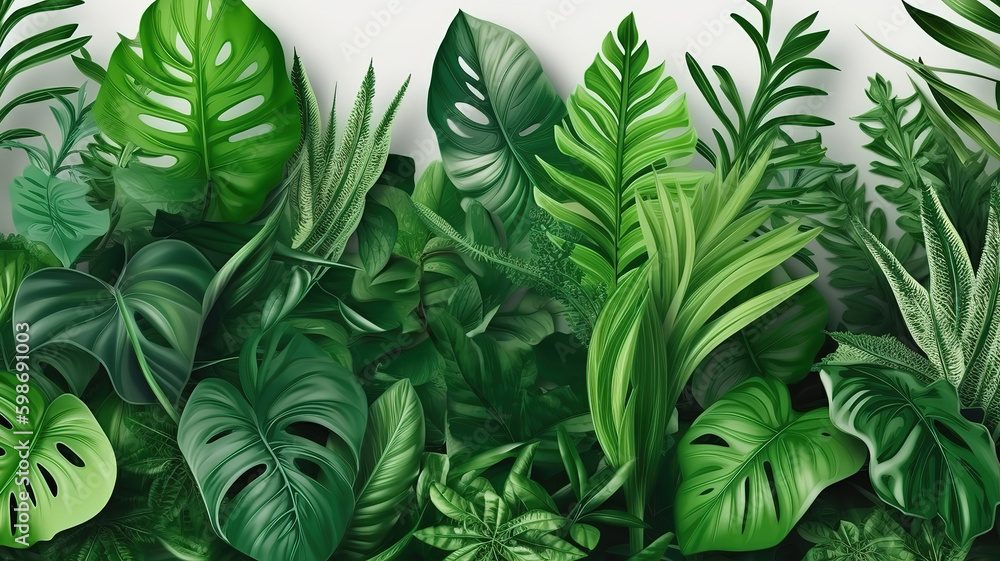 Golden pothos or epipremnum aureum on white table in the living room. Generative Ai Golden pothos or epipremnum aureum on white table in the living room. Generative Ai