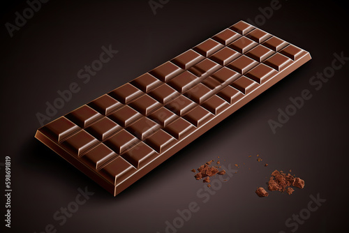 Black Chocolate bar on black background. Ai generative