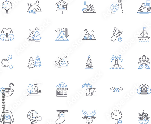 Atmosphere line icons collection. Serene, Humid , Tranquil, Breezy, Clammy, Cloudy, Crisp vector and linear illustration. Smoggy,Fresh,Hazy outline signs set Generative AI