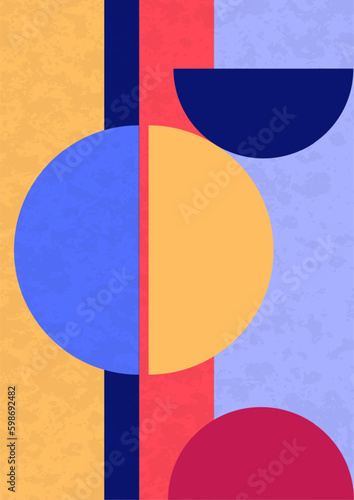 Abstract geometric background. Bright multi-colored composition of semicircles. Vector