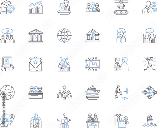Advanced expertise line icons collection. Mastery, Proficiency, Expertness, Adeptness, Skillfulness, Finesse, Polished vector and linear illustration. Generative AI
