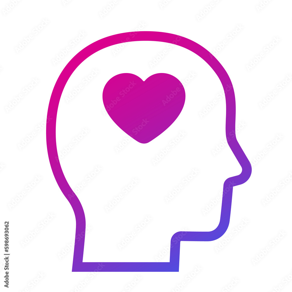 Head with heart logo icon