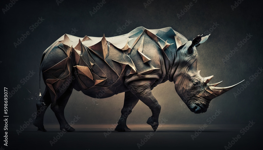 Rhinoceros animal abstract wallpaper. Contrast background Rhino in vivid colors generative ai Rhinoceros animal abstract wallpaper. Contrast background Rhino in vivid colors generative ai