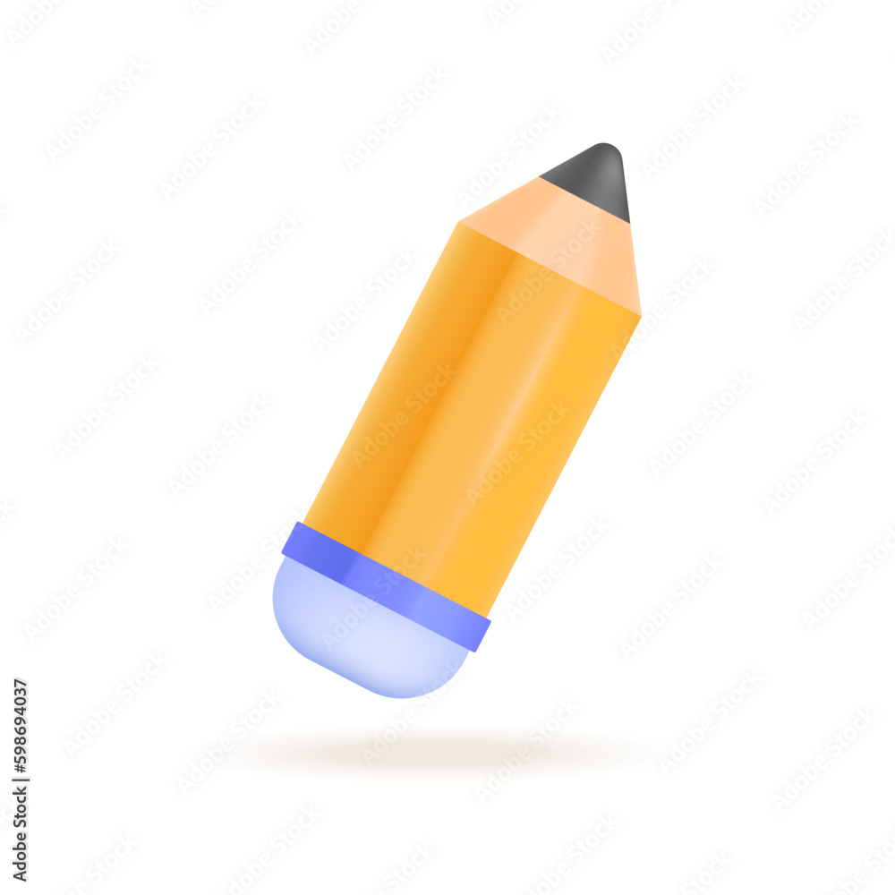 Yellow pencil for students or pupils 3D illustration. Cartoon drawing of writing tool for school, college or university in 3D style on white background. Education, stationery concept Generative AI Yellow pencil for students or pupils 3D illustration. Cartoon drawing of writing tool for school, college or university in 3D style on white background. Education, stationery concept Generative AI