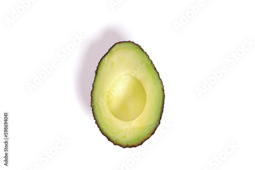 Half avocado hass isolated on white