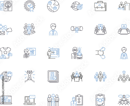 Technology Company line icons collection. Innovation, Disruption, Efficiency, Automation, Integration, Digitalization, Connectivity vector and linear illustration. Generative AI