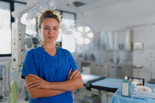 Portrait of young nurse in surgical department. photo