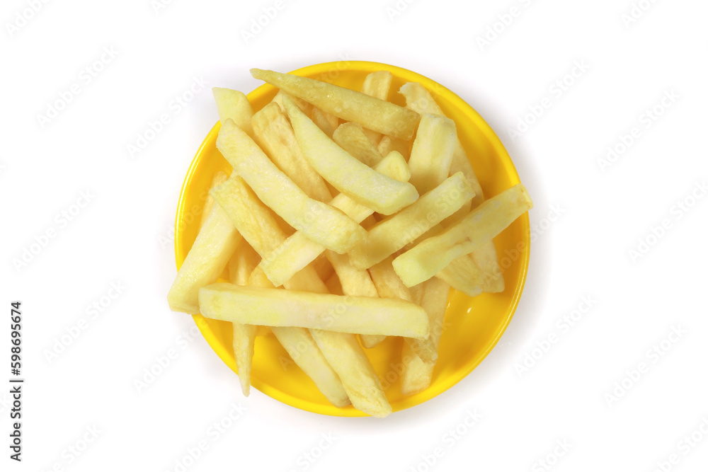 french fries on plate isolated on white, fast food concept french fries on plate isolated on white, fast food concept
