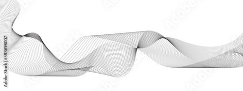 Abstract wavy grey stream element for design on transparent background isolated. Wavy white and grey lines background. Abstract business wave curve lines background