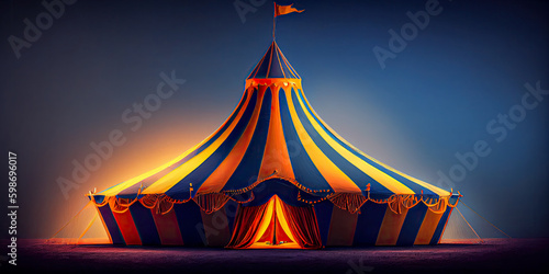 large fun circus orange in blue hour magic soft light  concept graphic resources  Generative AI