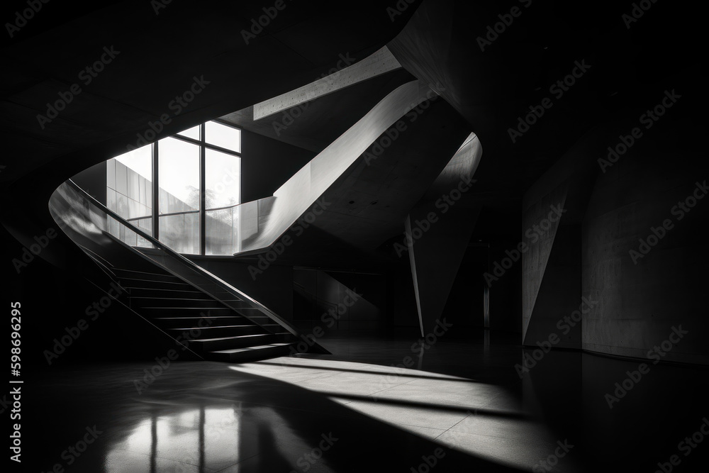 black and white modern interior by Generative AI black and white modern interior by Generative AI