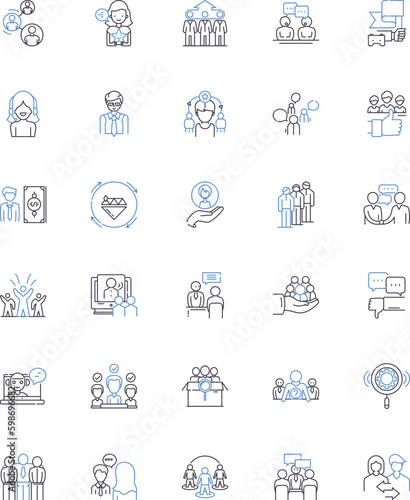 Succession resources line icons collection. Lineage, Inheritance, Heirloom, Legacy, Transition, Handover, Continuity vector and linear illustration. Replacement,Denouement,Progeny Generative AI