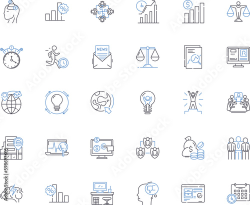 Sales analytics line icons collection. Performance, Metrics, Forecasting, Insights, Revenue, Growth, Trends vector and linear illustration. Dashboards,Pipeline,Conversion outline signs Generative AI