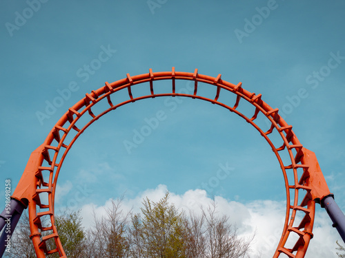 Fototapeta Naklejka Na Ścianę i Meble -  Rollercoaster against the blue sky