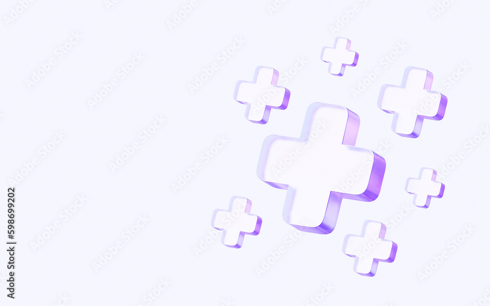 glass plus sign. medical concept. 3d rendering illustration for graphic design, presentation, banner or background glass plus sign. medical concept. 3d rendering illustration for graphic design, presentation, banner or background
