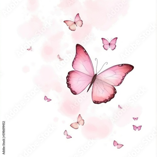 Pink butterflies flying through air picture for greeting card wedding invitation romantic event illustration birthday  valentines day artwork