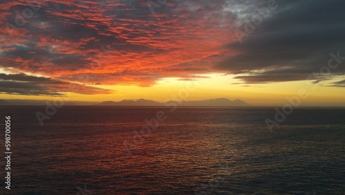 Sunset Over Table Mountain from Pringle Bay, South Africa