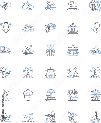 Spring retreat line icons collection. Renewal, Rejuvenation, Blossoming, Refreshment, Nature, Healing, Serenity vector and linear illustration. Rebirth,Relaxation,Growth outline signs Generative AI