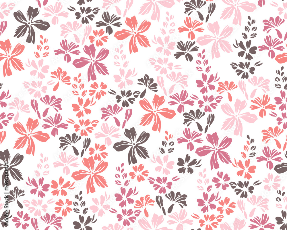 Wild meadow forget-me-not flowers seamless ornament vector illustration. Wild meadow forget-me-not flowers seamless ornament vector illustration.