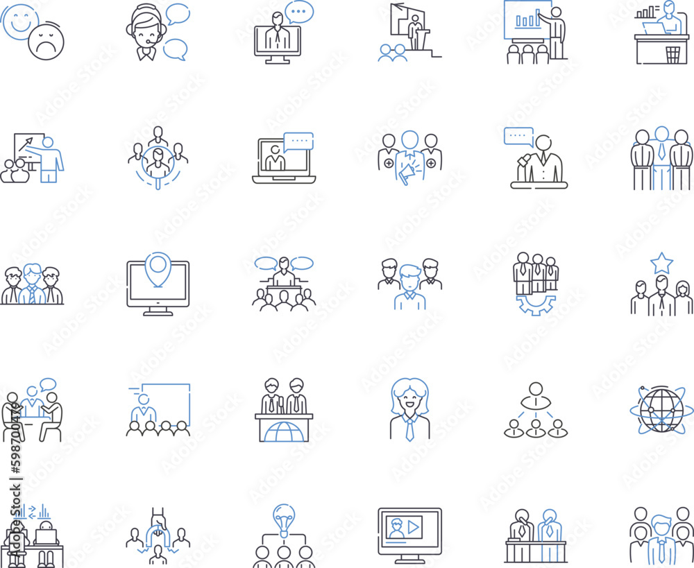 Promotion agency line icons collection. Marketing, Branding, Advertising, Campaigns, Publicity, Promotions, Experiential vector and linear illustration. Sales,Influencers,Sponsorship Generative AI