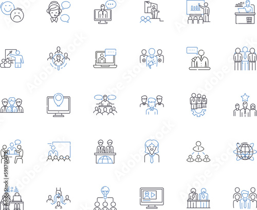 Promotion agency line icons collection. Marketing, Branding, Advertising, Campaigns, Publicity, Promotions, Experiential vector and linear illustration. Sales,Influencers,Sponsorship Generative AI