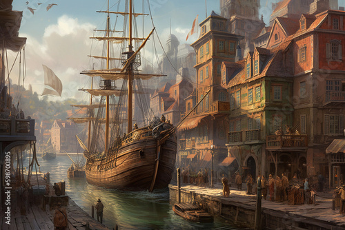 A bustling port city with a rich maritime history. generative AI