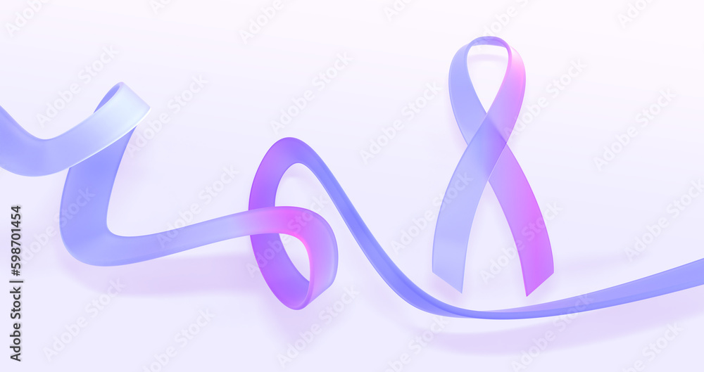 Breast cancer awareness month symbol and colorful ribbon swirl wave line with gradient texture 3d render. Concept of early detection, mammography, prevention and treatment, banner. 3D illustration Breast cancer awareness month symbol and colorful ribbon swirl wave line with gradient texture 3d render. Concept of early detection, mammography, prevention and treatment, banner. 3D illustration