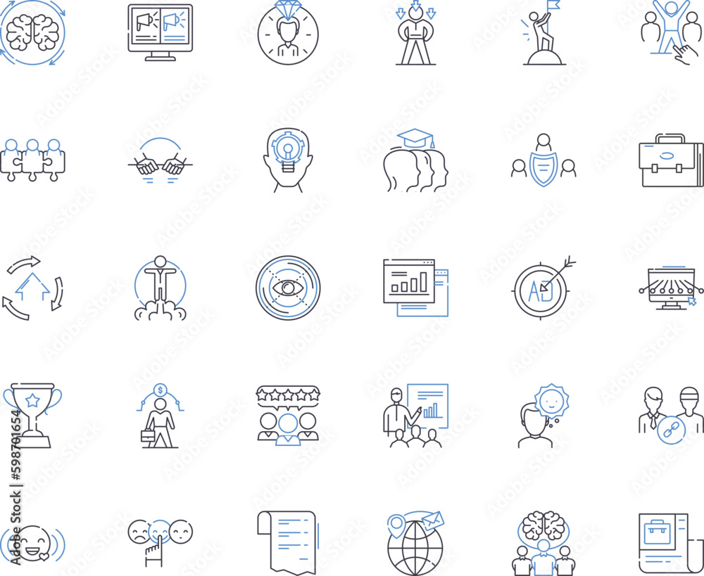 Organization job line icons collection. Management, Leadership, Coordination, Efficiency, Collaboration, Planning, Delegation vector and linear illustration. Generative AI