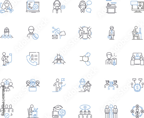 Occupation career line icons collection. Lawyer, Doctor, Teacher, Entrepreneur, Engineer, Chef, Nurse vector and linear illustration. Writer,Artist,Scientist outline signs set Generative AI