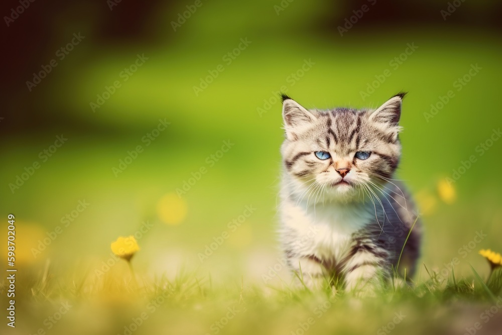 cat playing in the grass