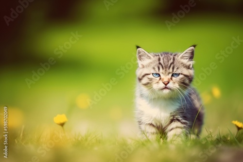 cat playing in the grass