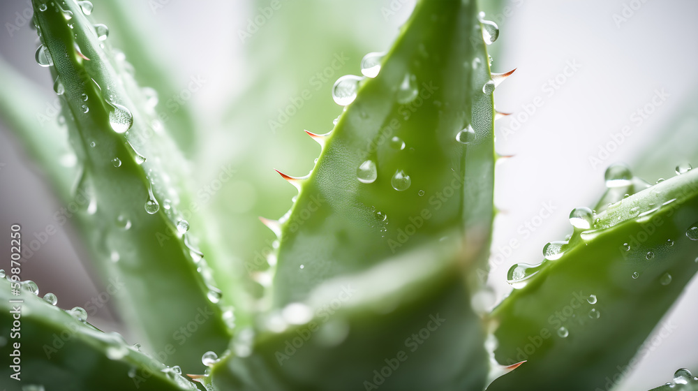 Natural aloe vera plant with water drops. Generative ai. Natural aloe vera plant with water drops. Generative ai.