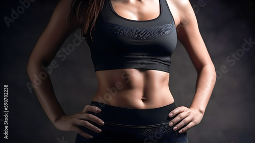 Body of an athletic woman playing sports dressed in sportswear. Generative ai.