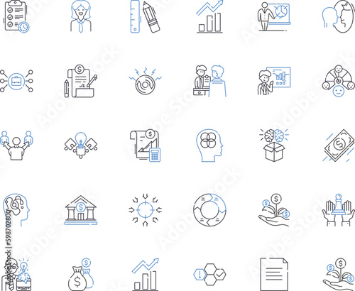 Legal framework line icons collection. Regulations, Statutes, Jurisdiction, Compliance, Legislation, Contracts, Court vector and linear illustration. Liability,Constitution,Litigation Generative AI