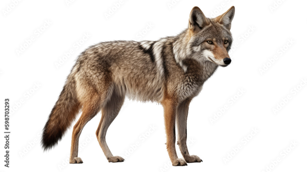 Fototapeta premium Coyote isolated on transparent background created with generative AI technology