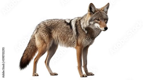 Coyote isolated on transparent background created with generative AI technology