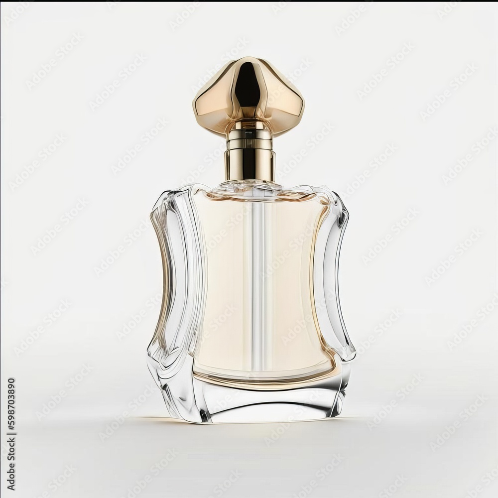 Glamour shaped perfume bottle on white background