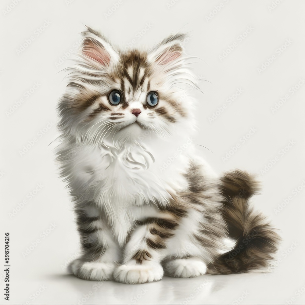 Cute kitten on a white background